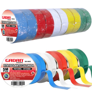 FITA ISOLANTE 5M (COLORIDA) EM TUBO C/ 10 ROLOS - GADAN