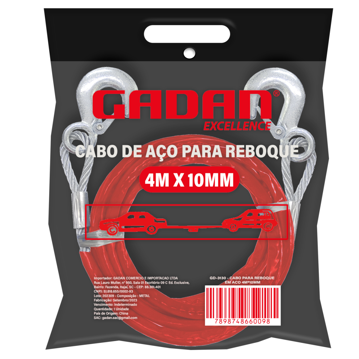 CABO PARA REBOQUE 4M X10MM - GADAN - Imagem 2