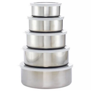 KIT 5 TIGELAS EM INOX COM TAMPA - GADAN