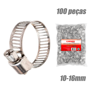 ABRAÇADEIRA DE METAL 10-16MM EM PACOTE COM 100UN - GADAN
