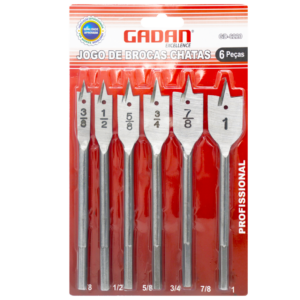 JOGO DE BROCA CHATA COM 6 PEÇAS - GADAN