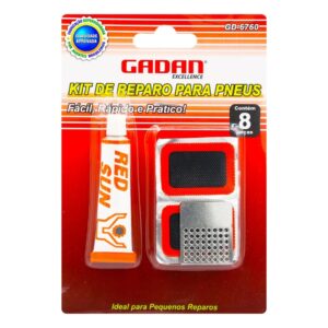 KIT DE REPAROS PARA PNEU DE BICICLETA C/ 8 PEÇAS - GADAN